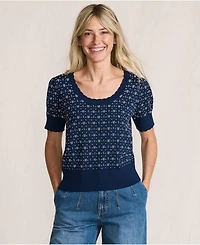 Lands' End Women's Fine Gauge Cotton Jacquard Scoop Neck Sweater