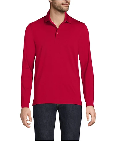Lands' End School Uniform Men's Rapid Dry Long Sleeve Modern Fit Polo