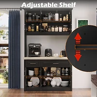 6-Door 2-Drawer Kitchen Storage Cabinet with Movable Shelves,Pantry