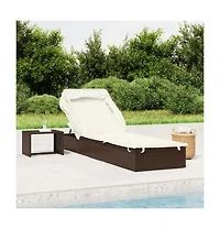 Sunbed Brown Pe Rattan, Powder-Coated Steel 83.9x24.8x38.2 in