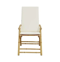 vidaXL Garden Reclining Chair Set of 2 Cream white Bamboo, fabric