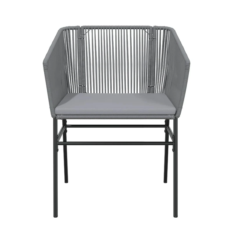 Garden Chair Gray Pe rattan, Powder-Coated Steel Medium