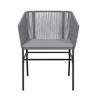 Garden Chair Gray Pe rattan, Powder-Coated Steel Medium