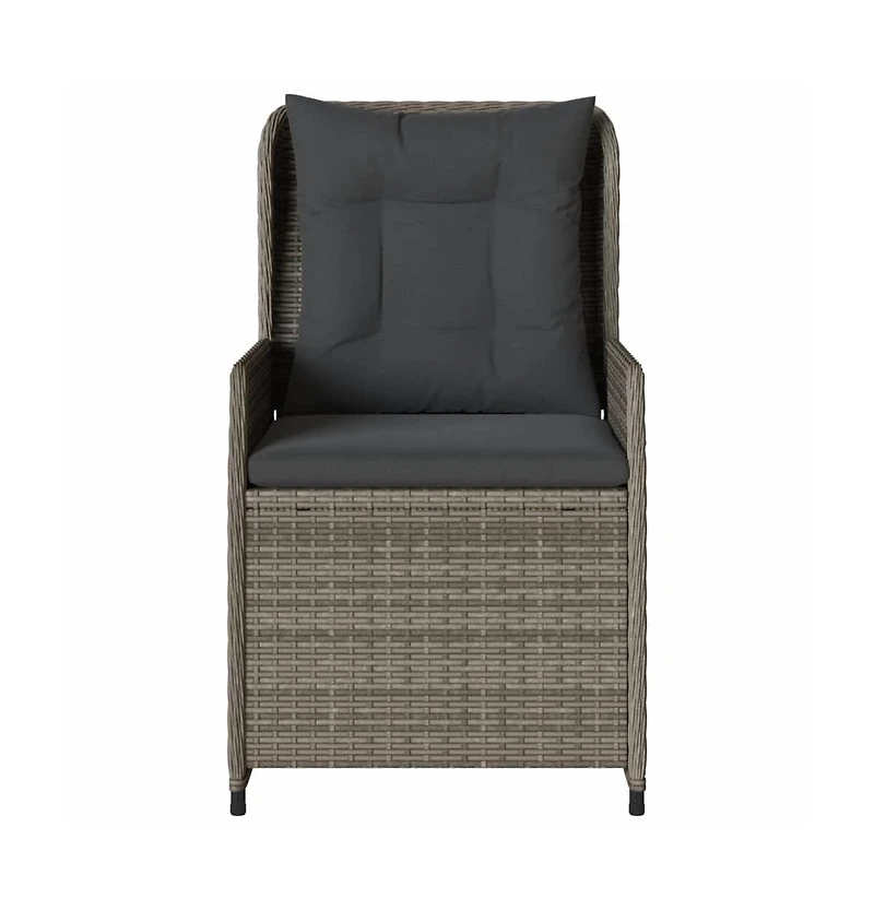 Reclining Garden Chair Grey Pe rattan, powder-coated steel Single
