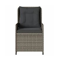 Reclining Garden Chair Grey Pe rattan, powder-coated steel Single