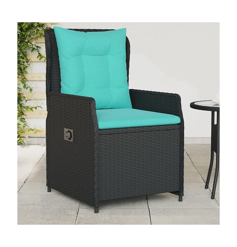 Reclining Patio Chair Black Pe rattan Medium Adjustable Feet