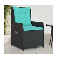 Reclining Patio Chair Black Pe rattan Medium Adjustable Feet
