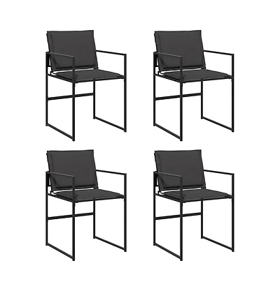 Garden Chair Set of 4 Black and Dark Grey