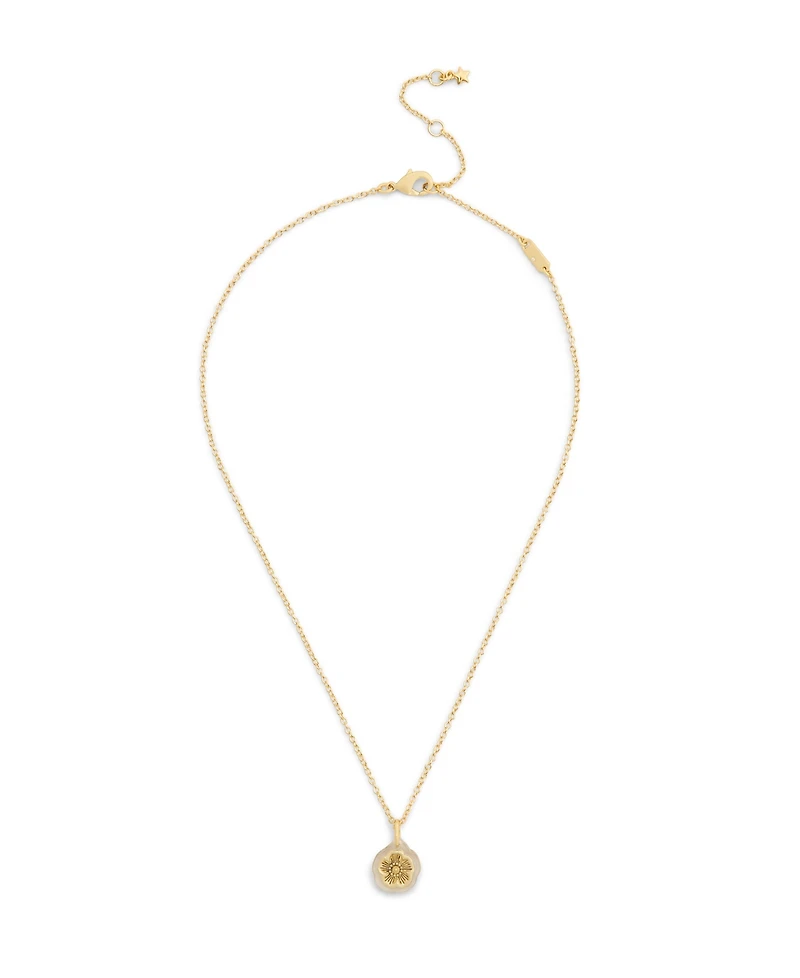 Coach Gold Plated Tea Rose Pendant Necklace