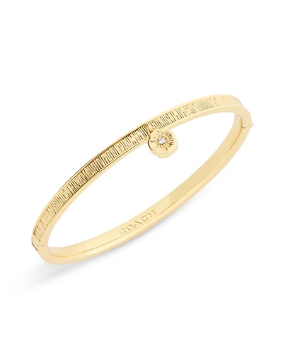 Coach Gold Plated Tea Rose Charm Bangle Bracelets