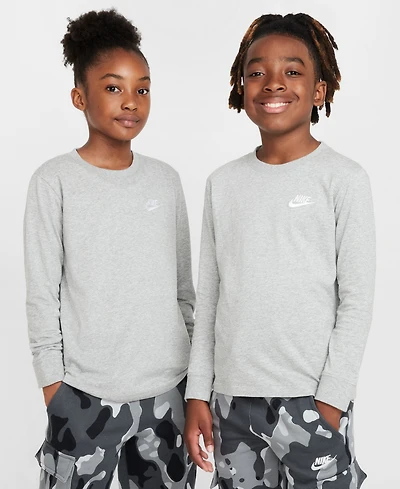 Nike Big Kids Sportswear Logo Embroidered Long-Sleeve T-Shirt