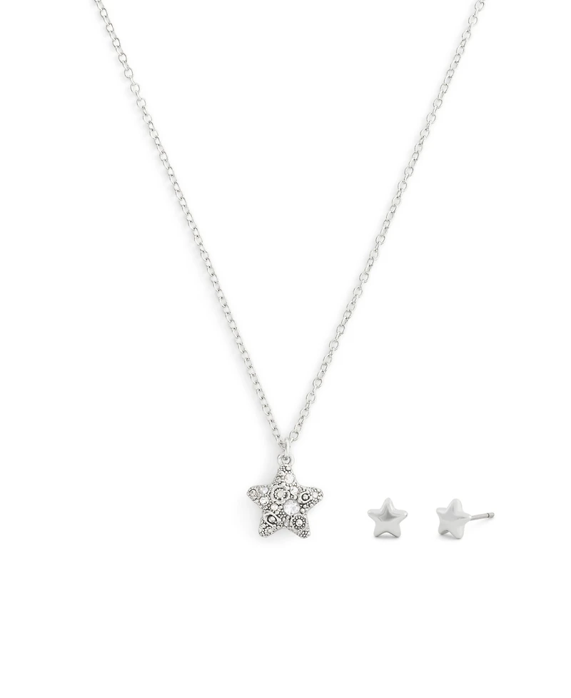 Coach Rhodium Plated Pave Star Jewelry Set