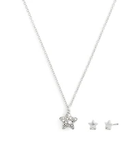 Coach Rhodium Plated Pave Star Jewelry Set