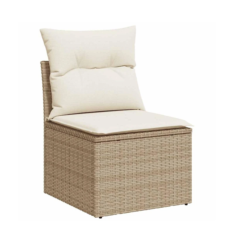 Garden Sofa Beige Poly Rattan Single Adjustable Feet