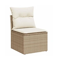 Garden Sofa Beige Poly Rattan Single Adjustable Feet