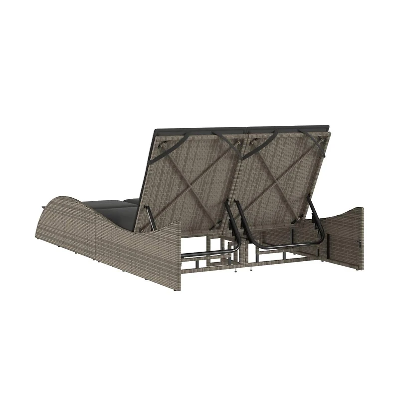 Patio Sun Lounger Gray Pe rattan Dual seat large outdoor lounger