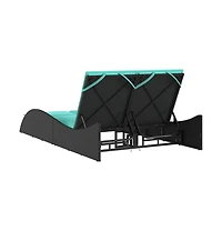 Sun Lounger with Cushions Black 44.9"x80.7"x28.7" Poly Rattan