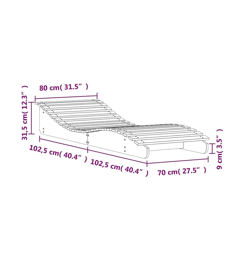 Sun Lounger Brown Solid Douglas wood Full-sized Foldable