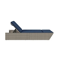 Patio Double Sun Lounger Gray Pe Rattan Double