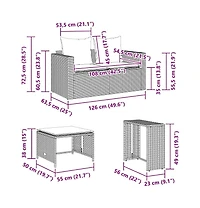 5 Piece Patio Sofa Set with Cushions Stackable Gray Poly Rattan