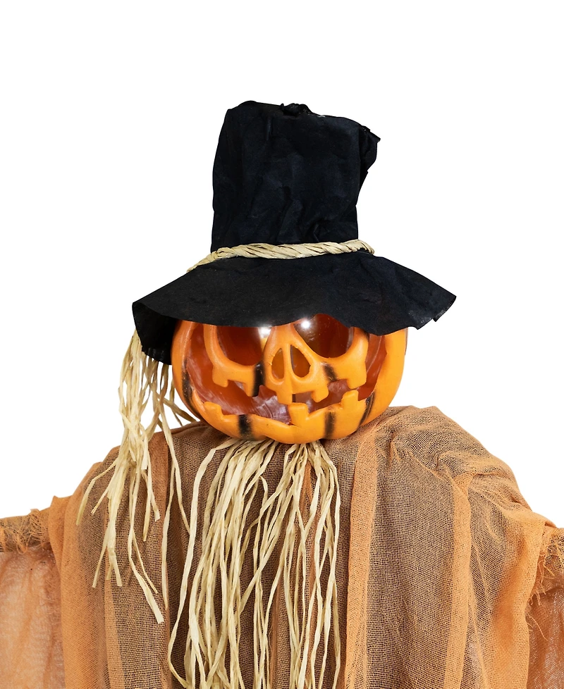 6' Animated Jack-o'-Lantern Scarecrow Halloween Decoration