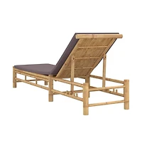 vidaXL Sun Lounger Bamboo, Dark Grey Bamboo, 100% polyester Large
