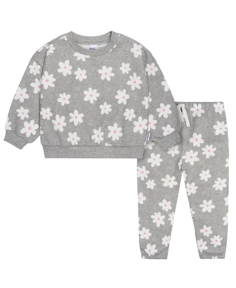 Gerber Baby Girls 2-Piece Fleece Outfit Set Daisies, 0-3 Months