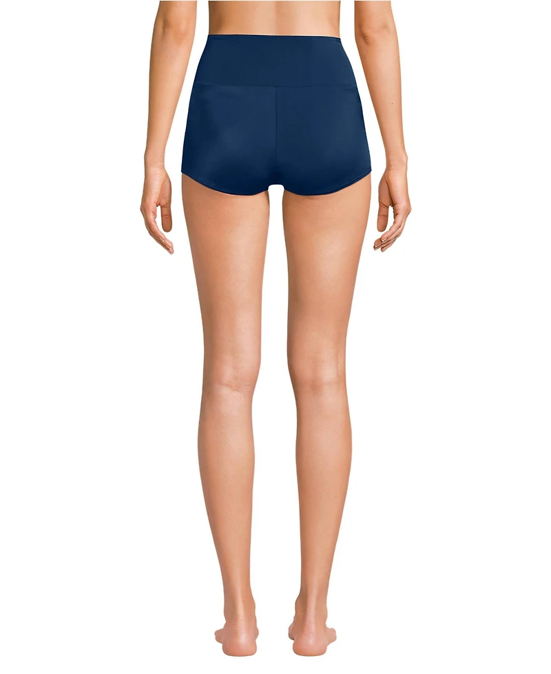 Lands' End Women's Tugless High Waisted Swim Boy Shorts