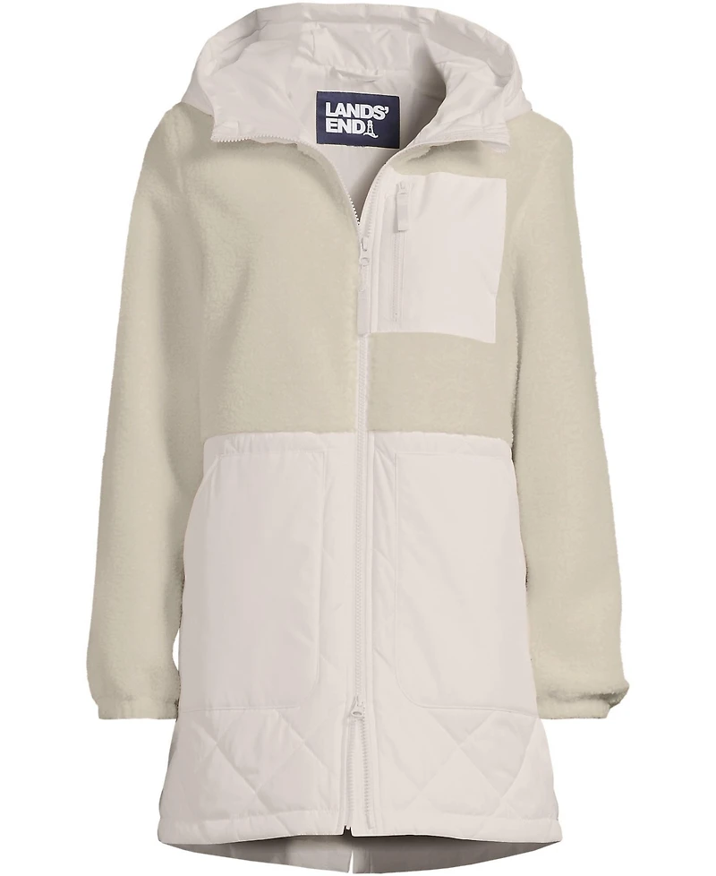 Lands' End Women's High Pile Fleece Quilted Mixed Media Parka