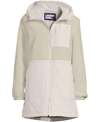 Lands' End Women's High Pile Fleece Quilted Mixed Media Parka