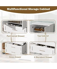 Lovmor 72inch Tall Freestanding Bathroom Cabinet with 3 Drawers Partitioned Standard Deep Adjustable Shelf Modern Elegant Style Soft Close Doors