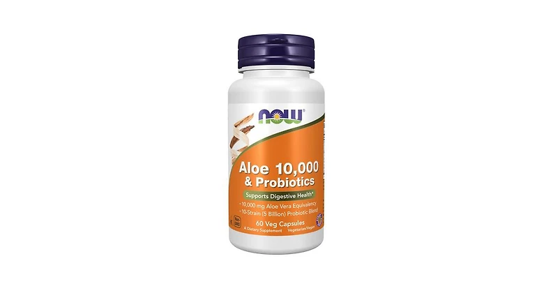 Now Foods Aloe 10,000 & Probiotics ,60 Veg Capsules