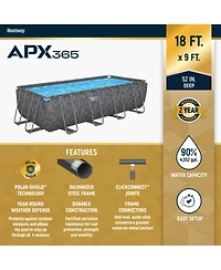 Bestway Apx 365 18' x 9' x 52" Rectangular Above Ground Swimming Pool Set, Gray