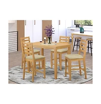 East West Furniture YACF5-oak-c 5 Pc counter height pub set - counter height Table and 4 bar stools.