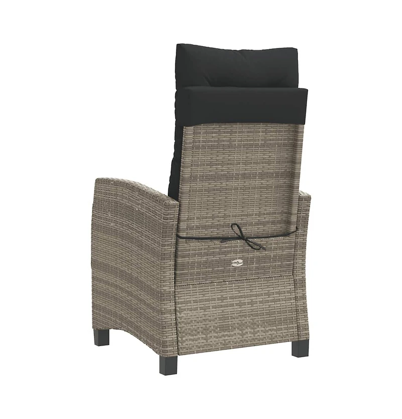 Reclining Garden Chair Set of 2 Grey Pe rattan Standard