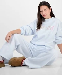 Madden Girl Juniors Sequinned Self Love Sweatshirt Heart Sweatpants