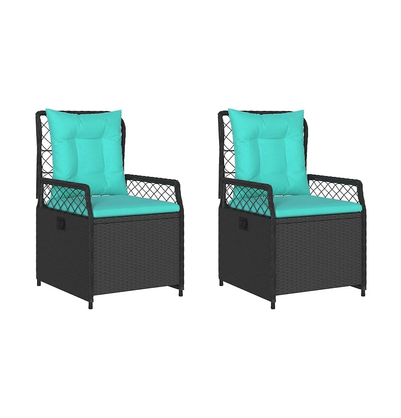 Reclining Patio Chair Black Pe rattan Standard Size