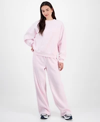 Madden Girl Juniors' Rhinestone-Front Wide-Leg Sweatpants