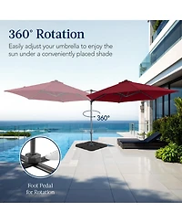 Best Choice Products 10ft 360° Rotating Cantilever Easy Auto Open Patio Umbrella w/ Solar Led Lights
