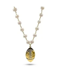 Freshwater Pearl Necklace With Gold Plated Football Charm