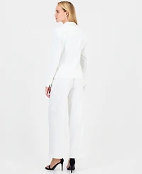 Le Suit Women's Pinstripe Shawl-Collar Mid-Rise 2 Piece Pantsuit, Regular & Petites