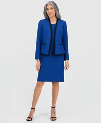 Le Suit Women's Collarless Open-Front Jacket & Dress Set