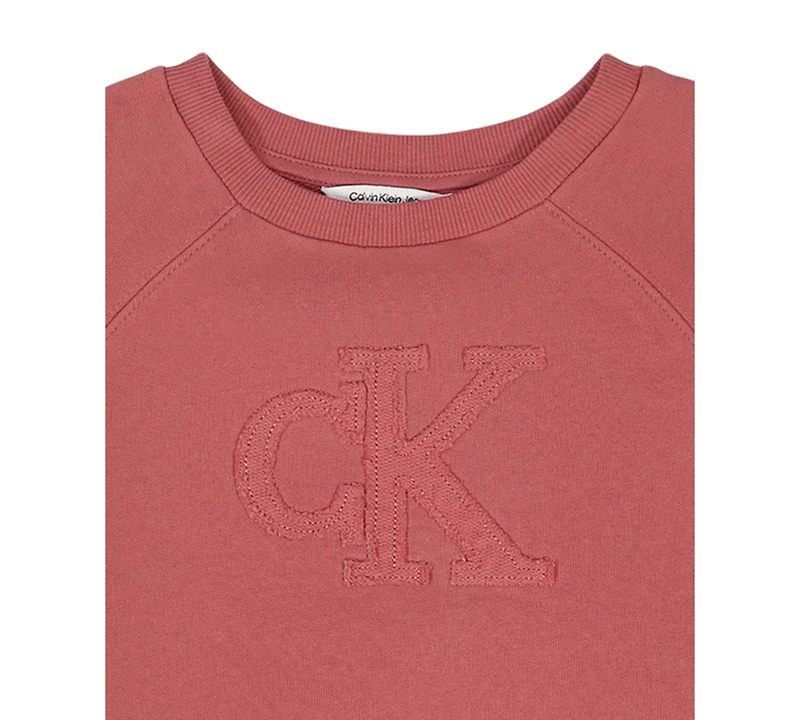 Calvin Klein Girls 7-16 Crewneck Raglan Sleeve Sweatshirt