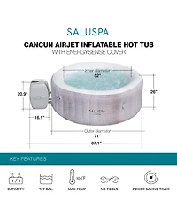 Bestway SaluSpa Cancun 2 to 4 Person Inflatable Hot Tub, Energy-Efficient Spa
