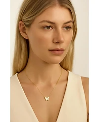 Hollywood Sensation Gold Butterfly Pendant Necklace with Mother of Pearl Inlay