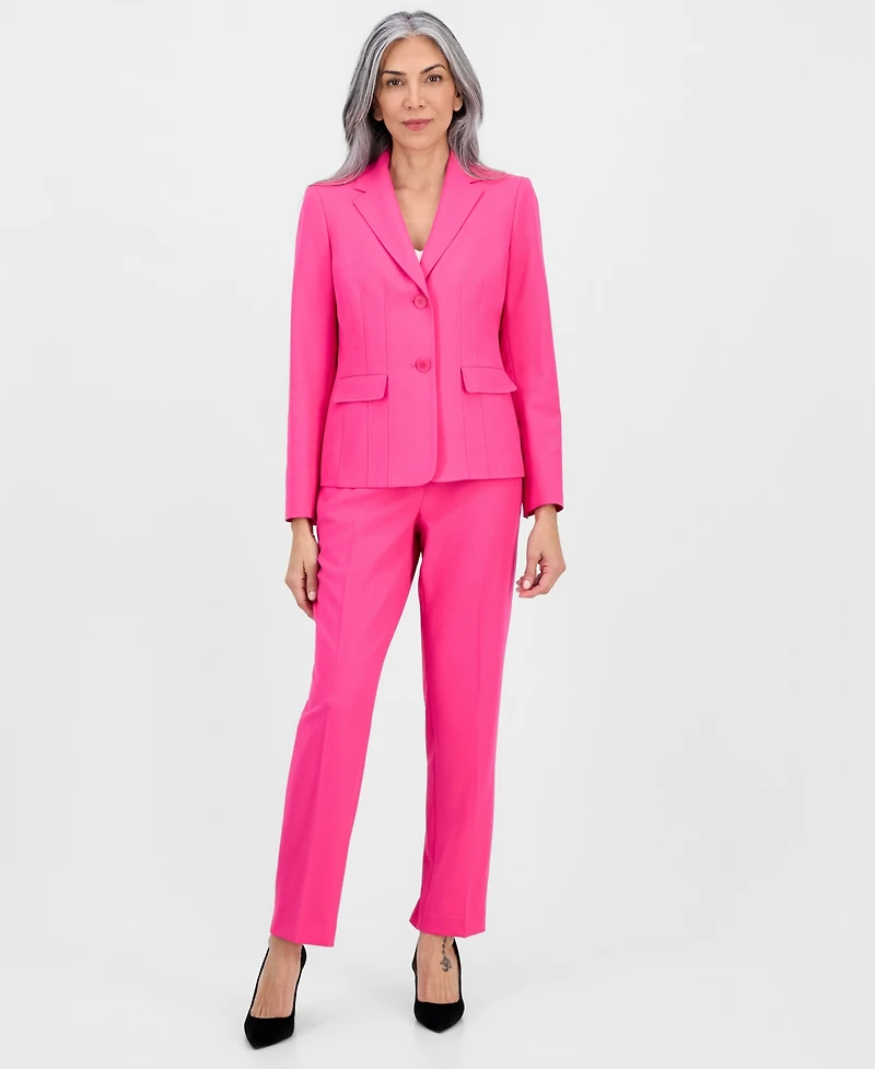 Le Suit Women's Notch-Lapel Mid-Rise 2 Piece Pantsuit, Regular & Petites