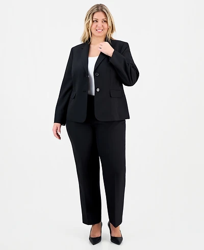 Le Suit Plus Notch-Lapel Mid-Rise Pantsuit