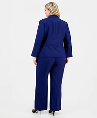 Le Suit Plus Notch-Lapel Mid-Rise Pantsuit