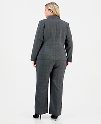 Le Suit Plus Flap-Pocket Mid-Rise Wide-Leg Pantsuit