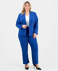 Le Suit Plus Notch-Lapel Mid-Rise Pantsuit
